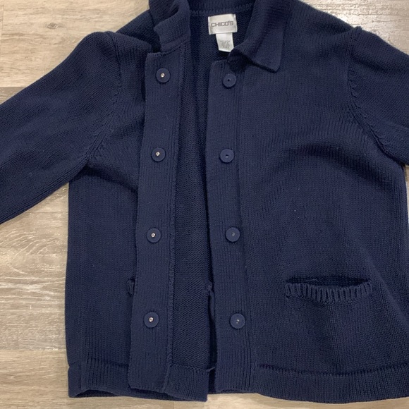 Chico’s navy blue cotton cardigan size 0 - Picture 3 of 4